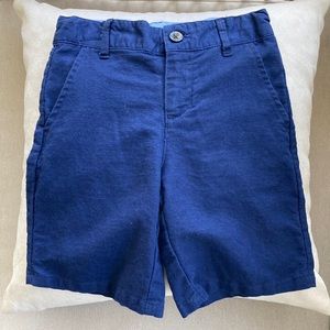 Janie and Jack Boys’ Linen Blend Navy Shorts